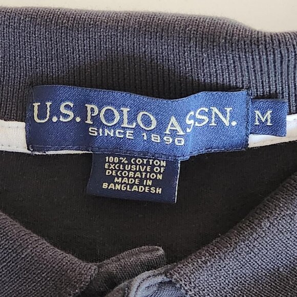 U.S. Polo Assn Sz M Men's Cotton Short Sleeve Polo Black Color Logo Basic Work - Picture 4 of 10